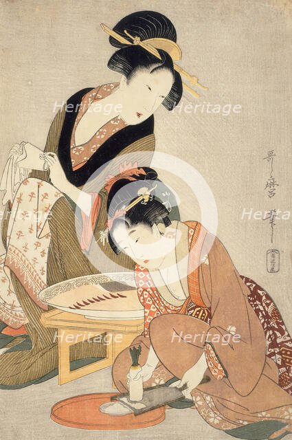 Preparing Raw Fish, 18th century. Creator: Kitagawa Utamaro.