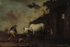 Outside the stable, 1717-1767. Creator: Norbert Grund.