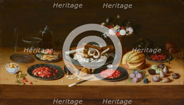 Still life with fruits, pastries, a tazza and guinea pig. Creator: Kessel, Jan van, the Elder (1626-1679).