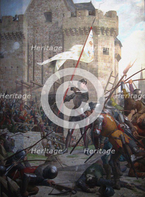 Joan of Arc in armour before Orléans, 1886-1890. Artist: Lenepveu, Jules Eugène (1819-1898)