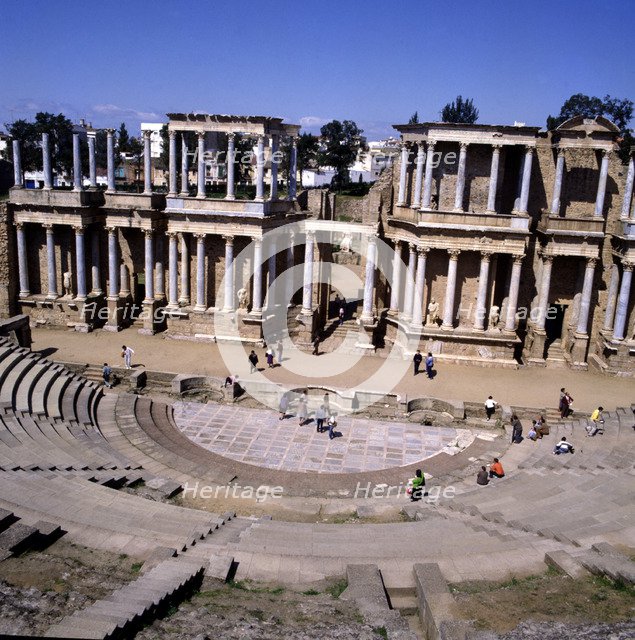 Ruins of the Roman theater of the ancient city Emerita Augusta, now Mérida.