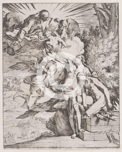 The sacrifice of Isaac by his father Abraham, ca. 1640-42. Creator: Pietro Testa.