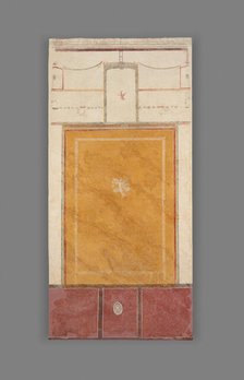 Frescoed Wall with White Ground and Yellow Center Panel, A.D. 50-79. Creator: Unknown.