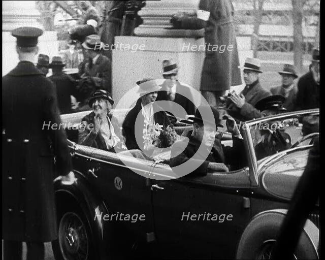 Lou Henry Hoover and Eleanor Roosevelt, the Former First Lady and the First Lady Being..., 1933. Creator: British Pathe Ltd.