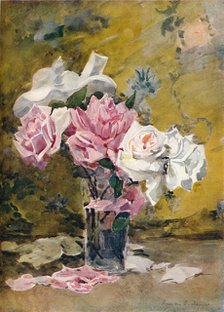 'Roses and Brocade', c19th century. Artist: Francis Edward James.