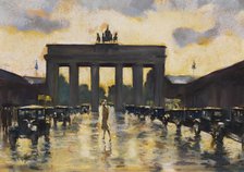 Brandenburg Gate seen from Pariser Platz, 1928. Creator: Ury, Lesser (1861-1931).