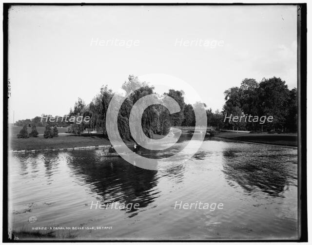 A Canal on Belle Isle, Detroit, between 1890 and 1901. Creator: Unknown.