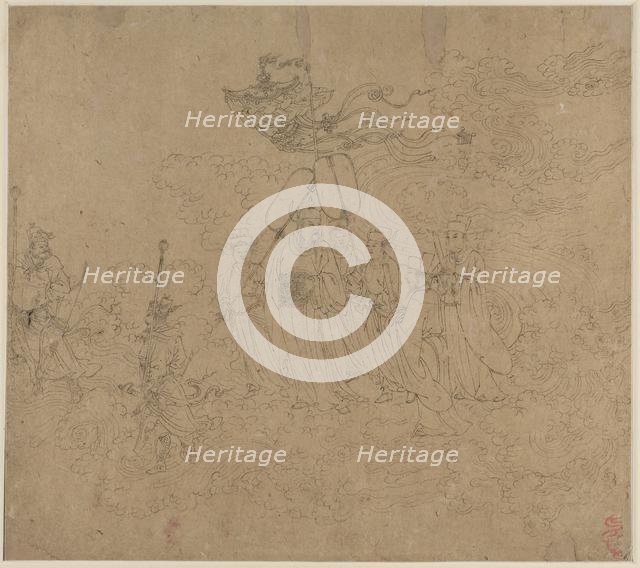 Album of Daoist and Buddhist Themes: Procession of Daoist Deities: Leaf 6, 1200s. Creator: Unknown.