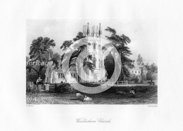 Windlesham Church, Surrey, 19th century.Artist: E Radclyffe