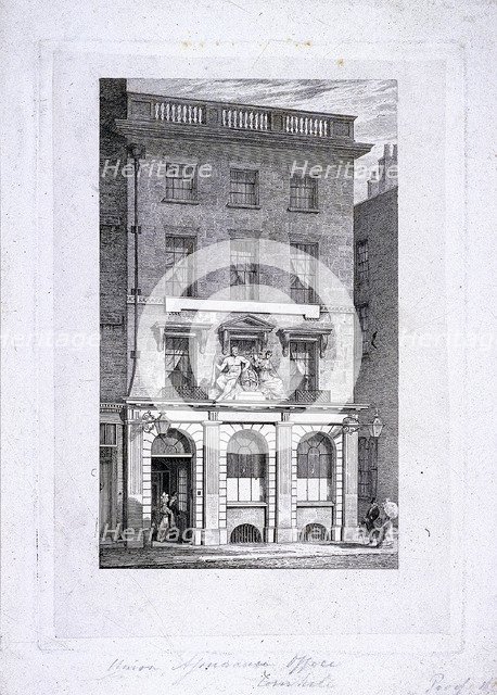 Union Assurance office, Cornhill, London, c1800. Artist: Samuel Rawle