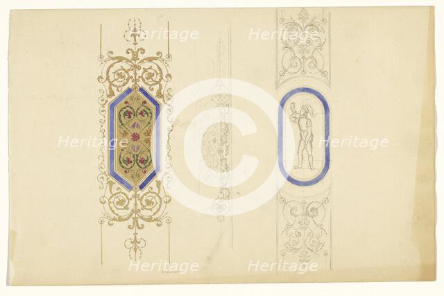Three central motifs of pilasters, c.1835-c.1860. Creator: Workshop of Franz Jakob Kreuter.