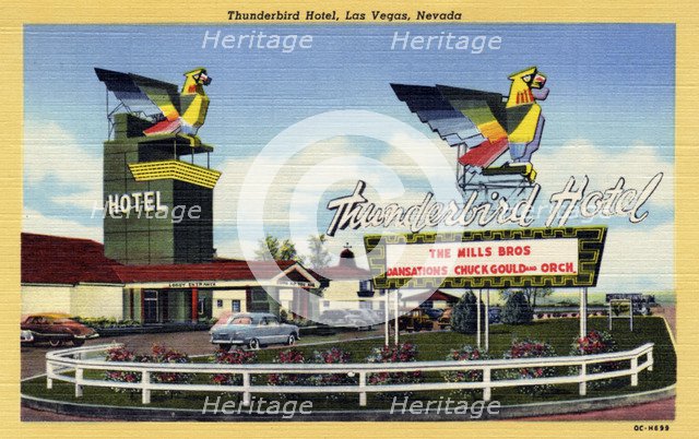 'Thunderbird Hotel, Las Vegas, Nevada', postcard, 1950. Artist: Unknown
