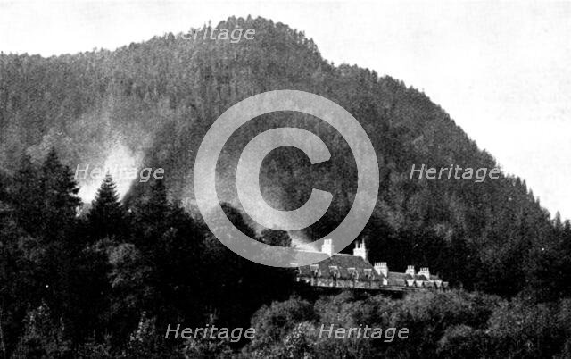 Mar Lodge, Braemar, destroyed by fire on June 14, 1895. Creator: George Washington Wilson.