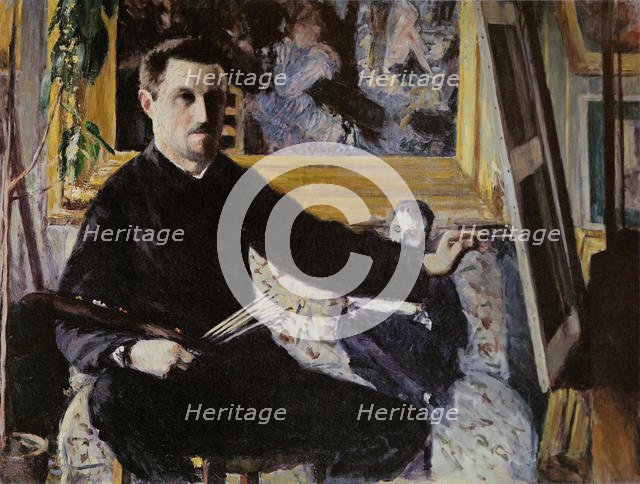 Self-Portrait with Easel, 1879-1880. Creator: Caillebotte, Gustave (1848-1894).