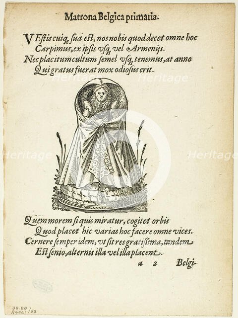 Matrona Belgica primaria (Belgian Matron of the First Rank) from Gynaeceum, sive...1937. Creators: Jost Ammon, Max Geisberg.