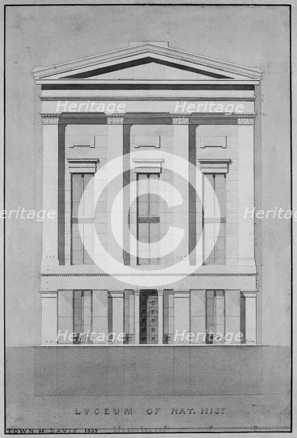 Lyceum of Natural History, New York (front elevation), 1835. Creator: Alexander Jackson Davis.