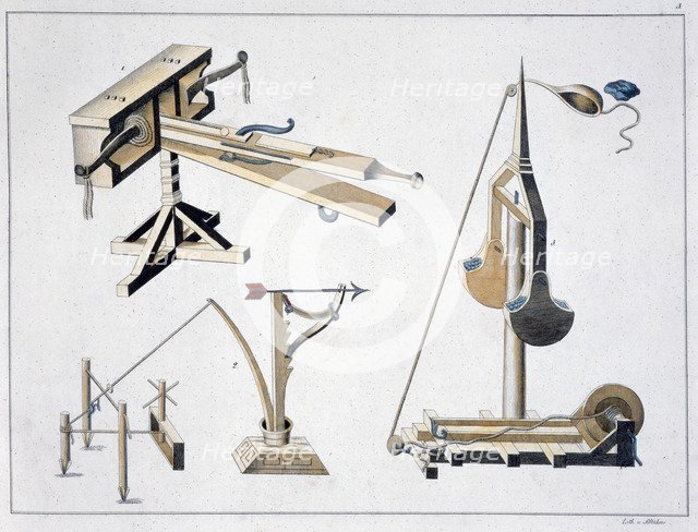 Siege weapons, 1842. Artist: Friedrich Martin von Reibisch