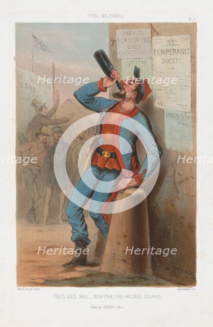 États-Unis 1865 - New-York Fire-Brigade Zouaves, 1865. Creator: Draner.