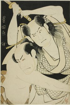 The actors Sawamura Sojuro II as Satsuma Gengobei and Arashi Ryuzo II as Mawashi-otoko..., c. 1795. Creator: Utagawa Toyokuni I.