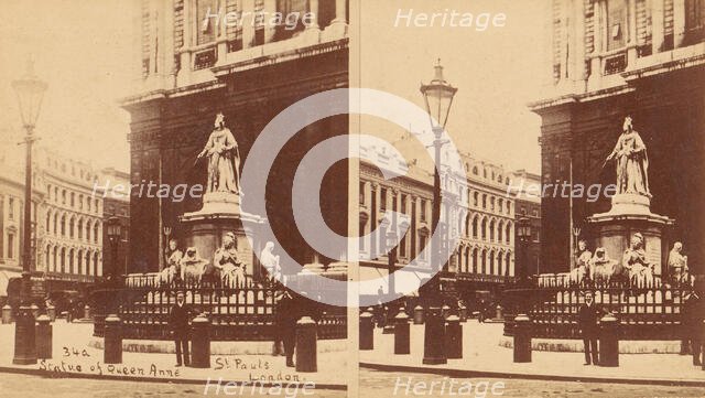 Statue of Queen Anne, St. Paul's, London, 1850s-1910s. Creator: Unknown.