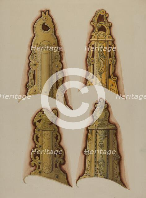 Patch Boxes of Kentucky Rifles, c. 1937. Creator: Albert J. Levone.