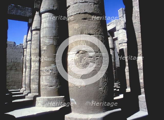 Pillars in the Great Hypostyle Hall, Temple of Amun, Karnak, Egypt, 14th-13th century BC. Artist: Unknown