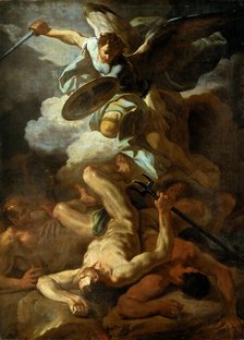 The Archangel Michael defeating Lucifer, 1750. Creator: Giaquinto, Corrado (1703-1766).