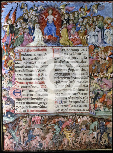 Judgement Day, miniature in the manuscript 'Missal of Saint Eulalia', 1400-1405, by Rafael Destor…