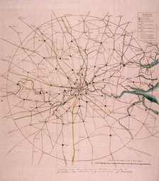 Military map of a thirty six mile area around London, c1804. Artist: Anon