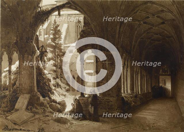 Monks at Prayer in a Cloister, 1834. Creator: Karl Eduard Biermann.