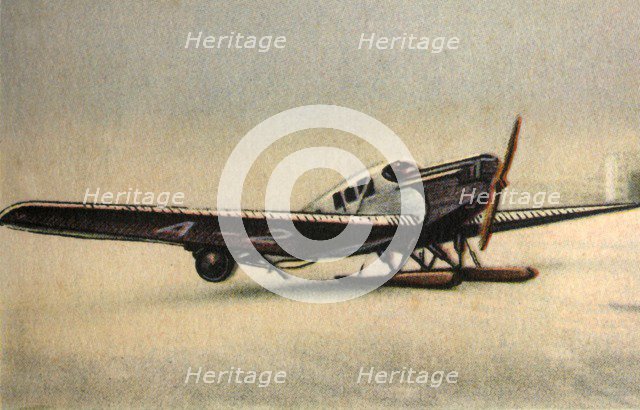 Junkers F13 L plane with snow skids, 1920s, (1932).  Creator: Unknown.