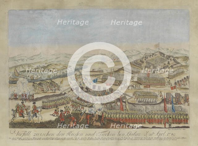 Incident between the Russian and Ottoman armies at Galati on April 20, 1789, 1789. Creator: Loeschenkohl, Johann Hieronymus (1753-1807).