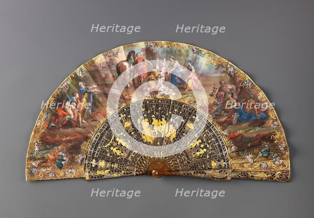 Folding fan with The Finding of Romulus and Remus, mid-18th century. Creator: Unknown.