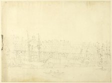 Study for Custom House, from the River Thames, from Microcosm of London, c. 1808. Creator: Augustus Charles Pugin.