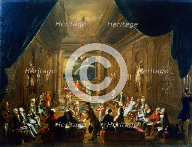 'Meeting of the Masonic Lodge, Vienna', 18th century. Artist: Anon