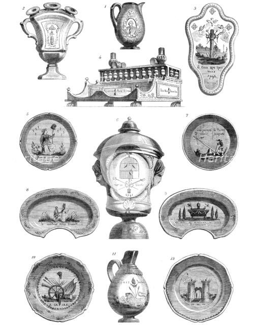 Specimens of M. Champfleury's collection of pottery, illustrative of the French Revolution, 1864. Creator: Unknown.