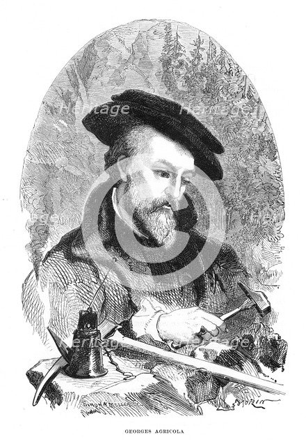 Georgius Agricola, 16th century German physician, mineralogist and metallurgist. Artist: Unknown