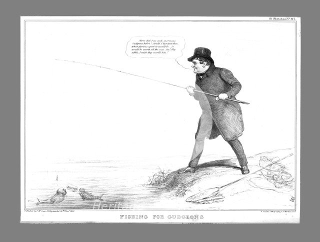 'Fishing for Gudgeons', 1835. Creator: John Doyle.