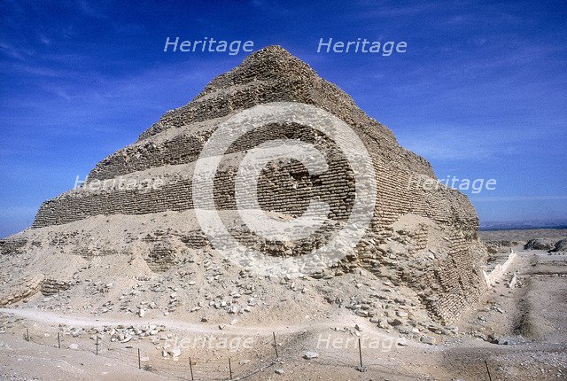 Step Pyramid of King Djoser (Zozer), Saqqara, Egypt, 3rd Dynasty, c2600 BC. Artist: Imhotep