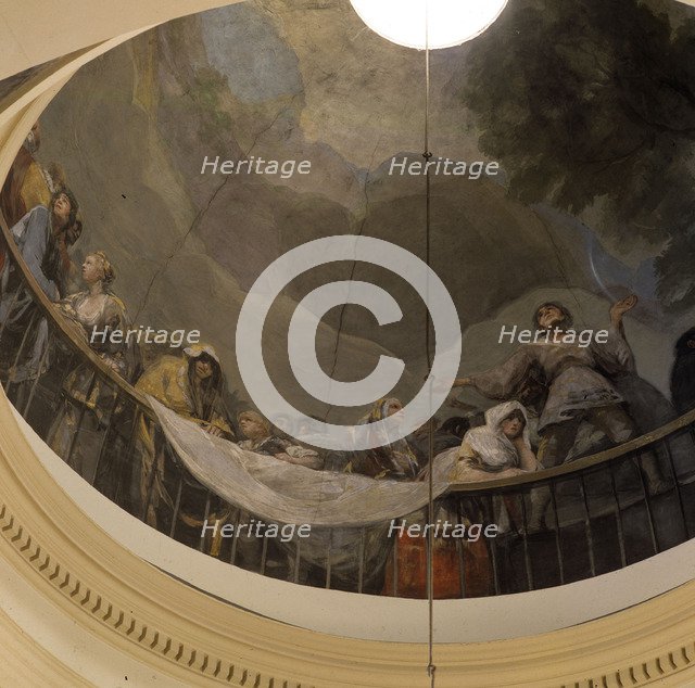 Detail of a mural painting in the ceiling of the Church of San Antonio de la Florida.