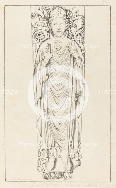 Bishop Wulstan, in Worcester Cathedral, published 1829. Creator: Maria Denman.