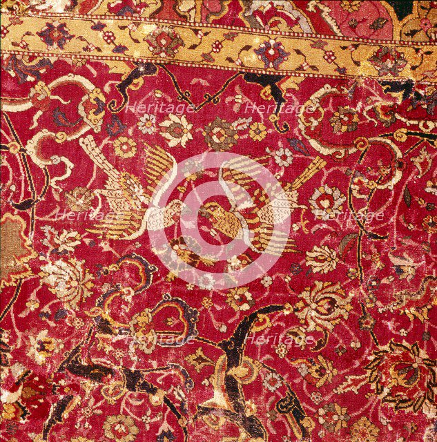 Detail of Persian Arabesque Emperor Carpet with Birds, 16th century.  Artist: Unknown.