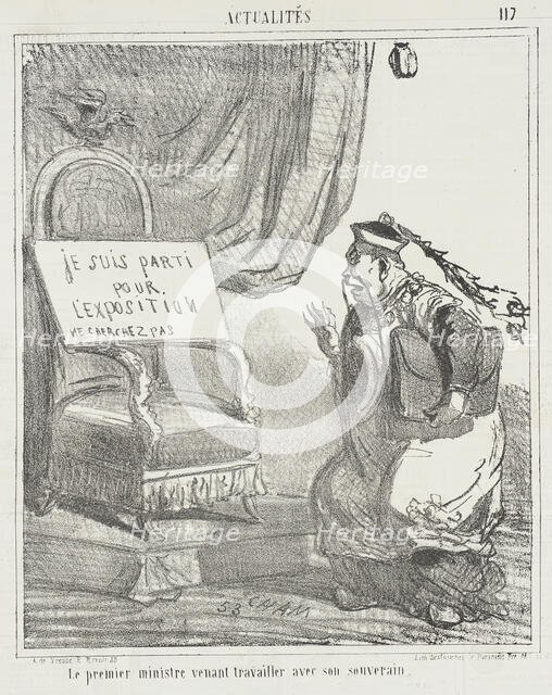 Le premier ministre venant travailler avec son souverain, 1867. Creator: Cham.