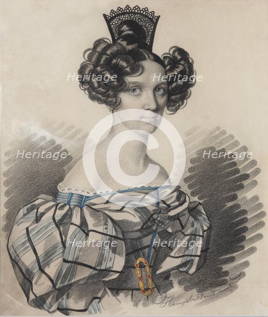 Portrait of Olga Nikolaevna Talyzina, née Zubova (1803-1882), Early 1830s. Creator: Hampeln, Carl, von (1794-after 1880).