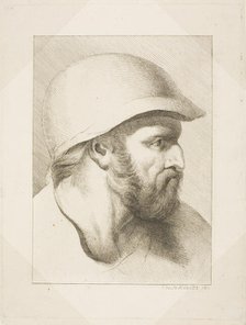 Bearded Male Head with Steel Helmet, n.d. Creator: Christian Frederick Köhlitz.