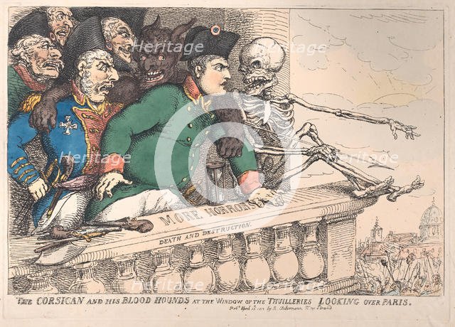 The Corsican and His Bloodhounds at the Window of the Thuilleries Looking Over P..., April 16, 1815. Creator: Thomas Rowlandson.
