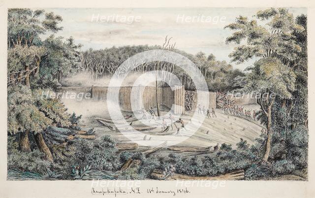 Storming of the Pa at Ruapekapeka, 11th January 1846, 1846. Creator: John Radcliffe Hayes Williams.