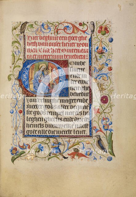 Initial O: The Virgin and Child Enthroned; Book of Hours, after 1460. Creator: Unknown.