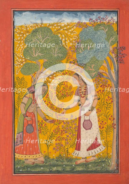 Vasanti Ragini, Page from a Ragamala Series (Garland of Musical Modes) , ca. 1710. Creator: Unknown.
