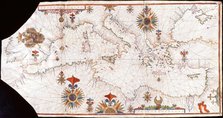 Nautical chart of the Mediterranean Sea, Early16th cen.. Creator: Anonymous master.
